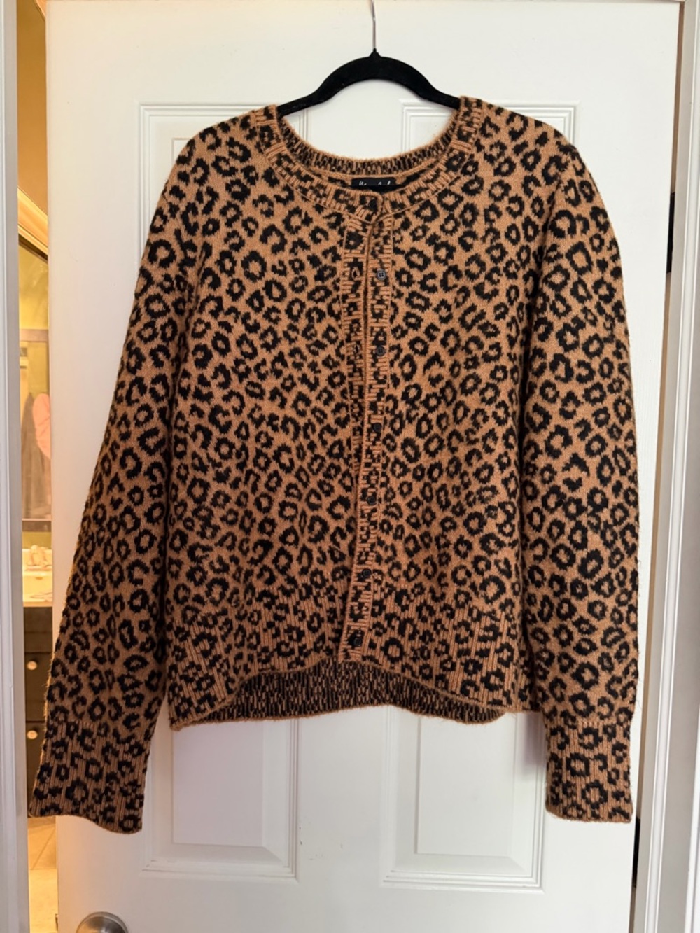 Leopard Print Cardigan - Camel & Black runs big worn once